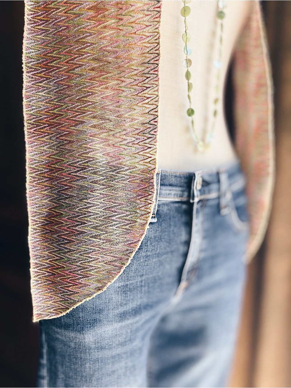 Vintage Multi-Way Scarf | Chevron Knit Missoni Style | 64” - Picture 4 of 8